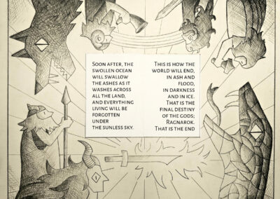 2 Page Spread Book Illustration for the Norse Myth “Ragnarök”